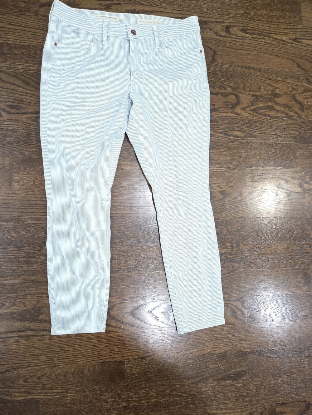Pilcro By Anthropologie Mid Rise  Skinny Light Blue Pinstripe Ancle Pants Sz.31